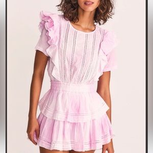 LoveShackFancy Natasha Mini Dress size P color Peony Pink